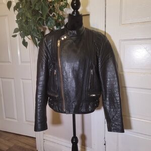 Vtg Mens Leather Biker/Moto Jacket